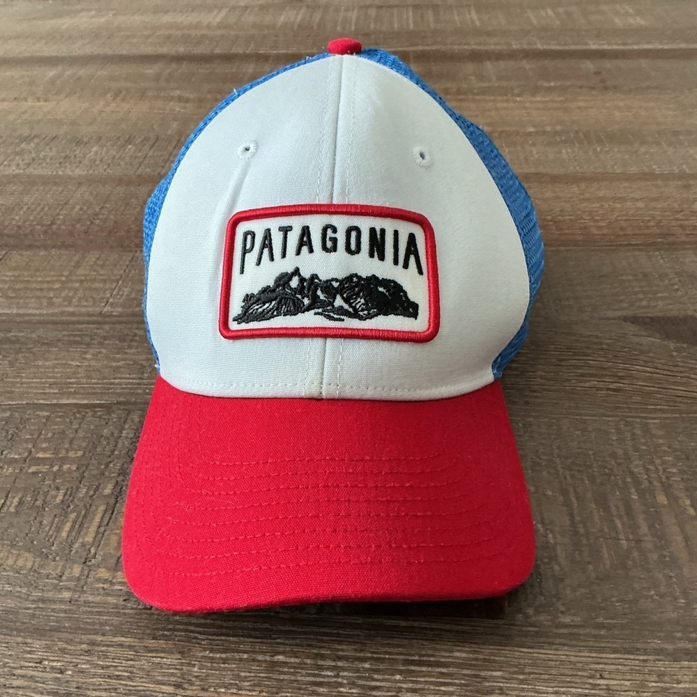 Patagonia Climb A Mountain Red and Blue Trucker Hat